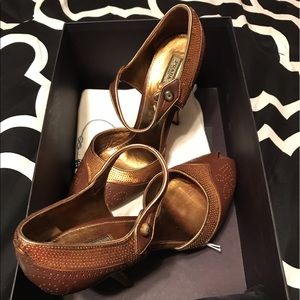 Prada peep toe high heels